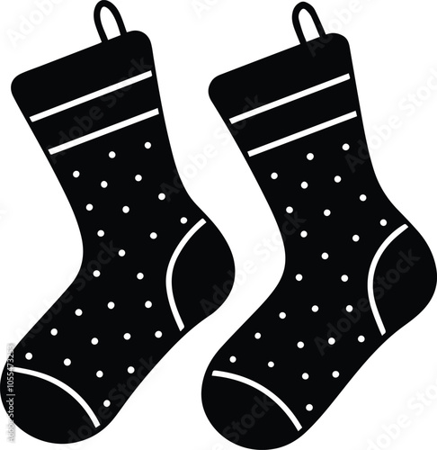 Christmas socks silhouette vector illustration