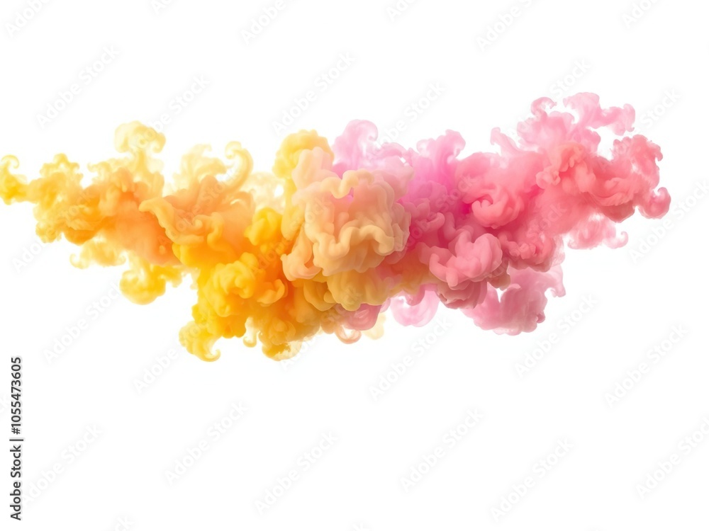 Vibrant and billowing colorful smoke cloud against a clean white background, texture, backdrop, artistic Vibrant and billowing colorful smoke cloud against a clean white background, texture, backdrop, artistic