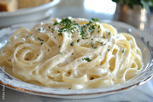 Creamy Fettuccine Pasta with Parsley and Pepper