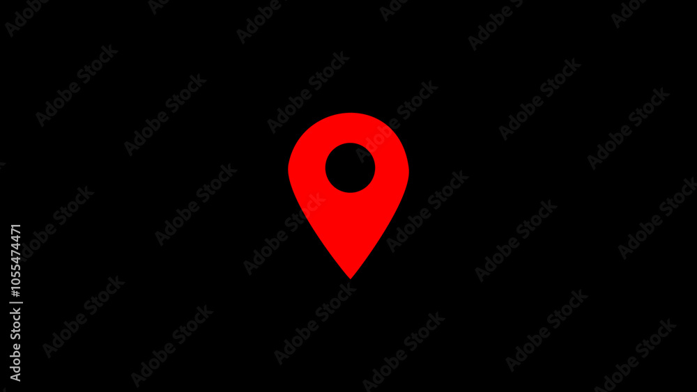 GPS location tracking animated on black background.4k 3d Location Pin moves up and down to pinpoint a location on the map. GPS location tracking animated on black background.4k 3d Location Pin moves up and down to pinpoint a location on the map.