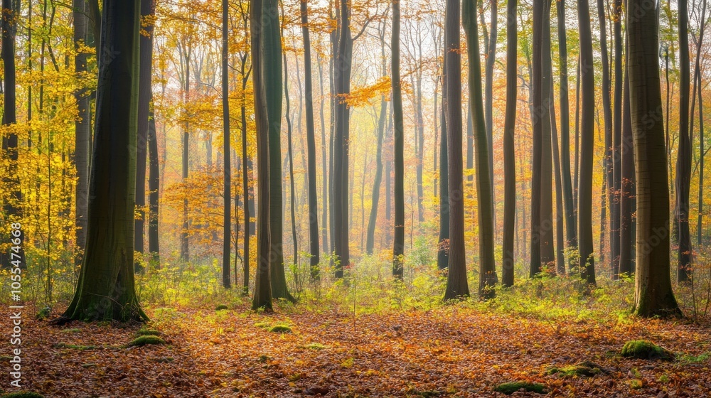 Autumn Forest with Golden Sunlight Autumn Forest with Golden Sunlight