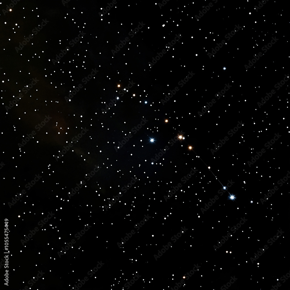 Obraz premium Night sky with bright stars and visible constellation against a dark space background.
