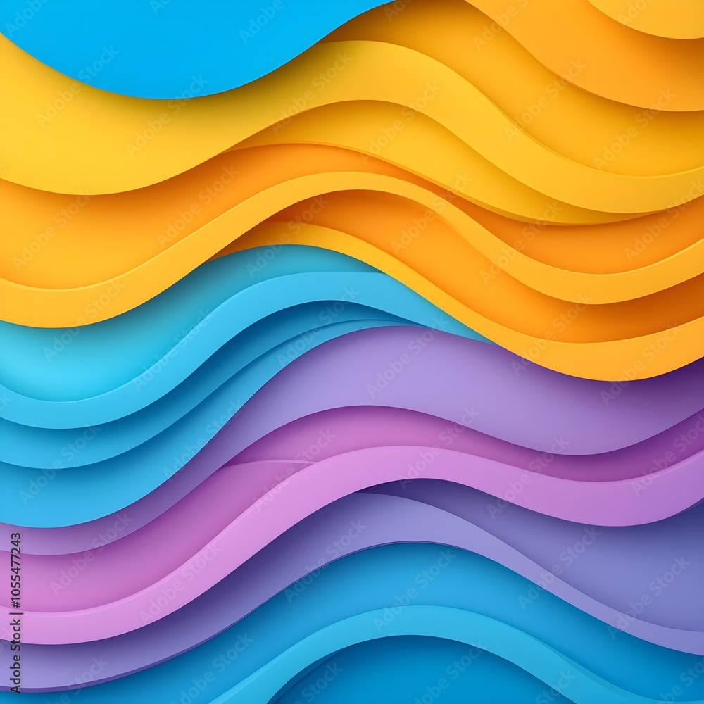 Colorful wave patterns in layered paper design Colorful wave patterns in layered paper design