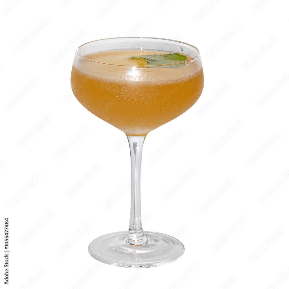 Golden Hour Cocktail: A refreshing summer cocktail in a coupe glass, garnished with a mint sprig. Perfect for summer menus, bar promotions, and beverage websites. Golden Hour Cocktail: A refreshing summer cocktail in a coupe glass, garnished with a mint sprig. Perfect for summer menus, bar promotions, and beverage websites.
