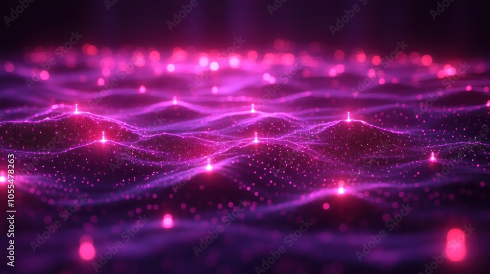 Abstract Pink and Purple Wavy Background with Glowing Lights Abstract Pink and Purple Wavy Background with Glowing Lights