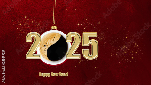 Happy new year 2025 greeting card.