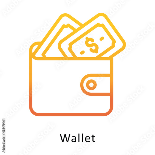 Wallet Vector Outline Gradient Design icon. Winter Travelling Symbol on White backgroud EPS 10 file photo