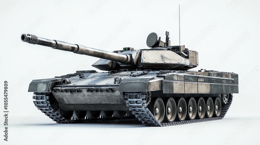 Camouflaged military tank isolated on white background. Camouflaged military tank isolated on white background.