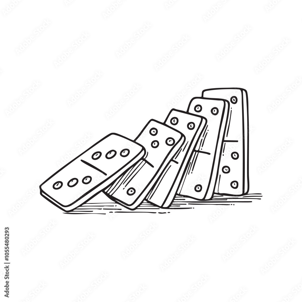 Domino cards toppled over in a chain reaction Domino cards toppled over in a chain reaction