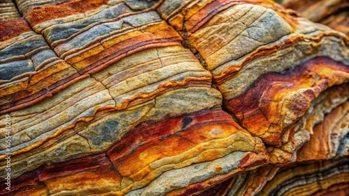 Close-up of rough-textured rock with unique patterns and colors, sedimentary rocks, metamorphic rocks, natural beauty photo