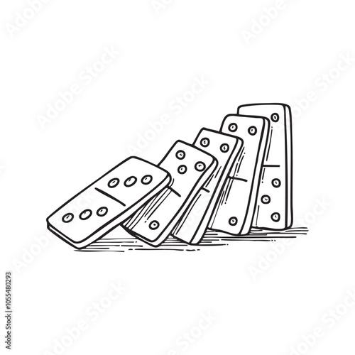 Domino cards toppled over in a chain reaction 