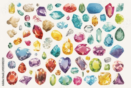 Vibrant Collection of Multicolored Gemstones in Varied Shapes and Sizes