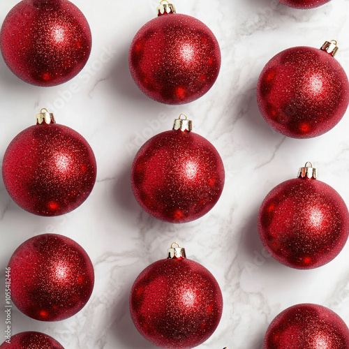 red christmas balls on white background