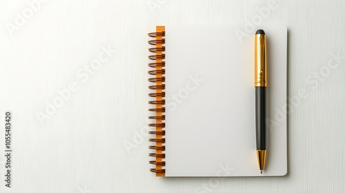 Elegant pen resting on a blank spiral notebook photo