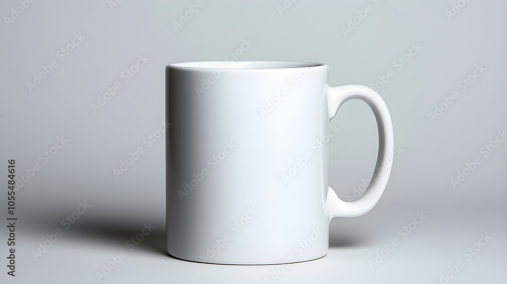 Fototapeta premium Plain white coffee mug on a minimalist background
