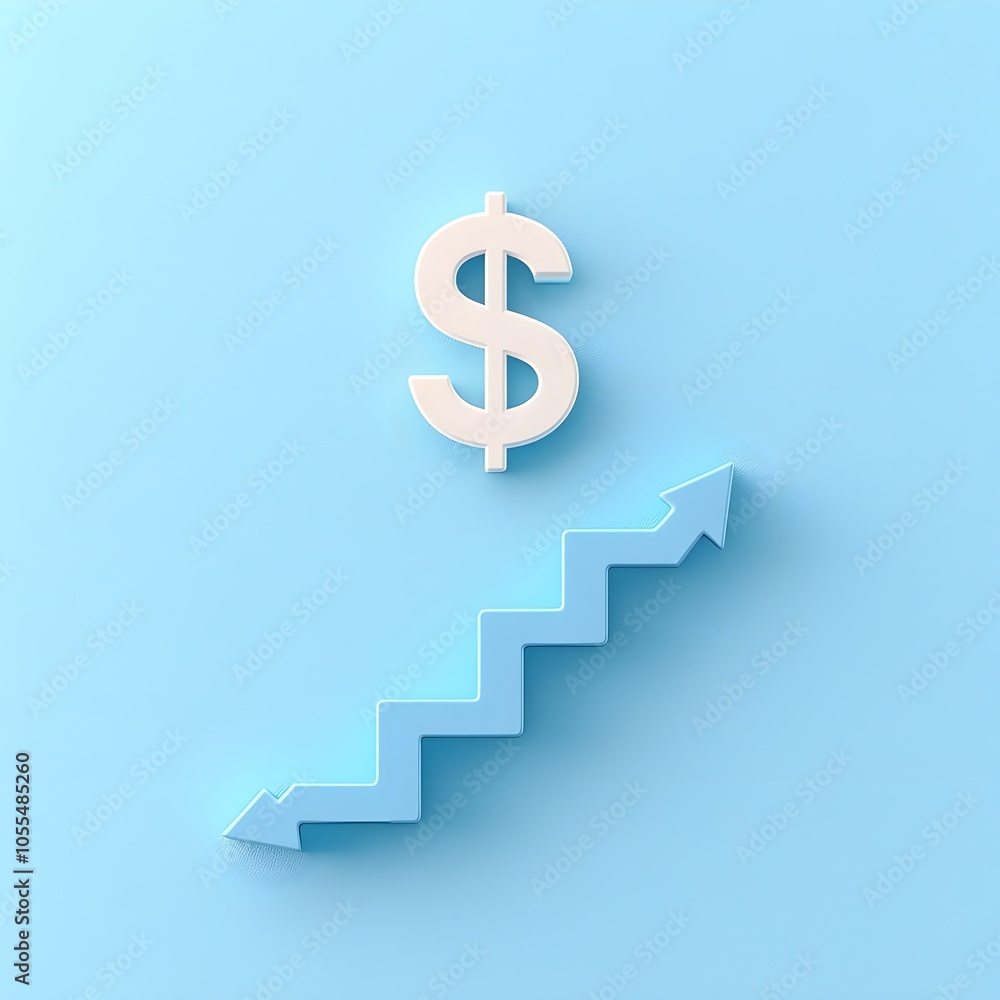 Financial growth concept with dollar sign and upward trend arrow Financial growth concept with dollar sign and upward trend arrow