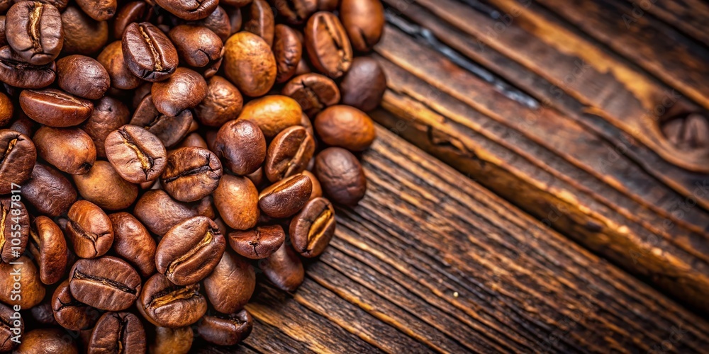 Medium Roast Brown Arabica Coffee Beans on Wooden Table - Delicate and Bright Espresso Beverage from Chiang Rai, Medium Roast Brown Arabica Coffee Beans on Wooden Table - Delicate and Bright Espresso Beverage from Chiang Rai,