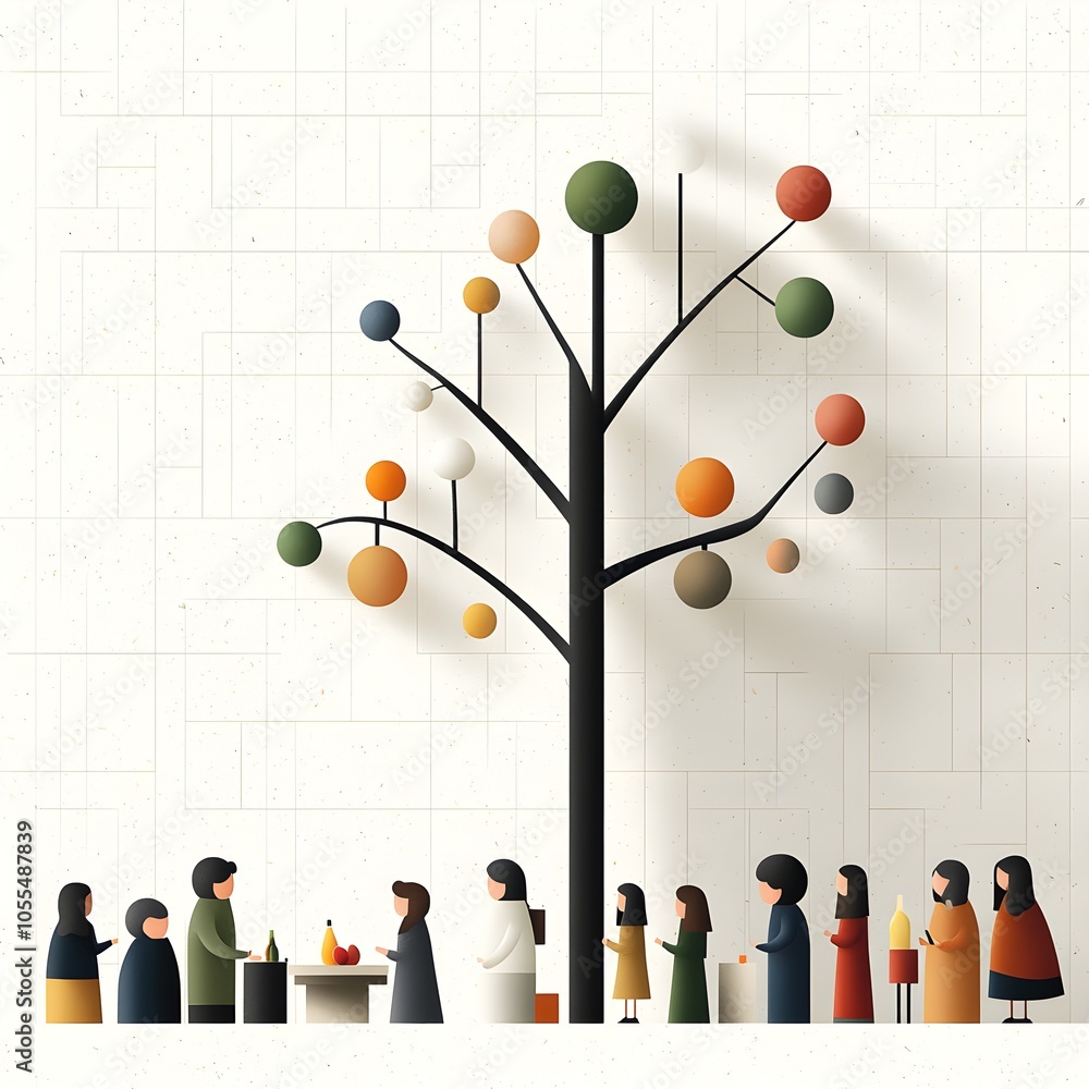 © Narit - Community gathering under a stylized tree of life