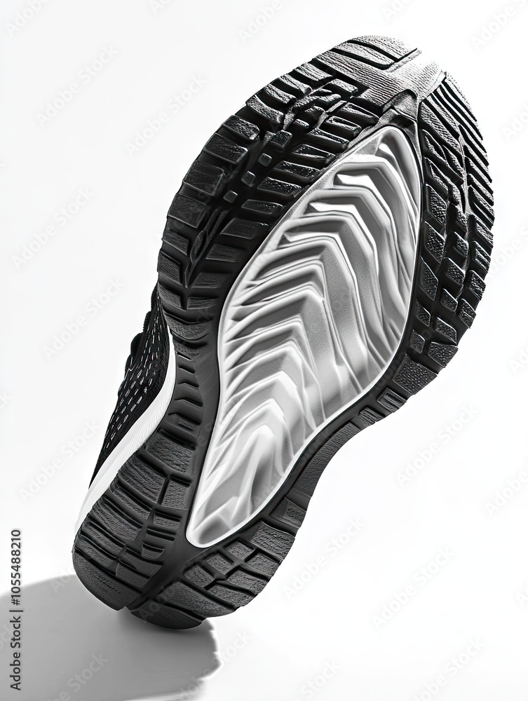 Black and white running shoe sole Black and white running shoe sole