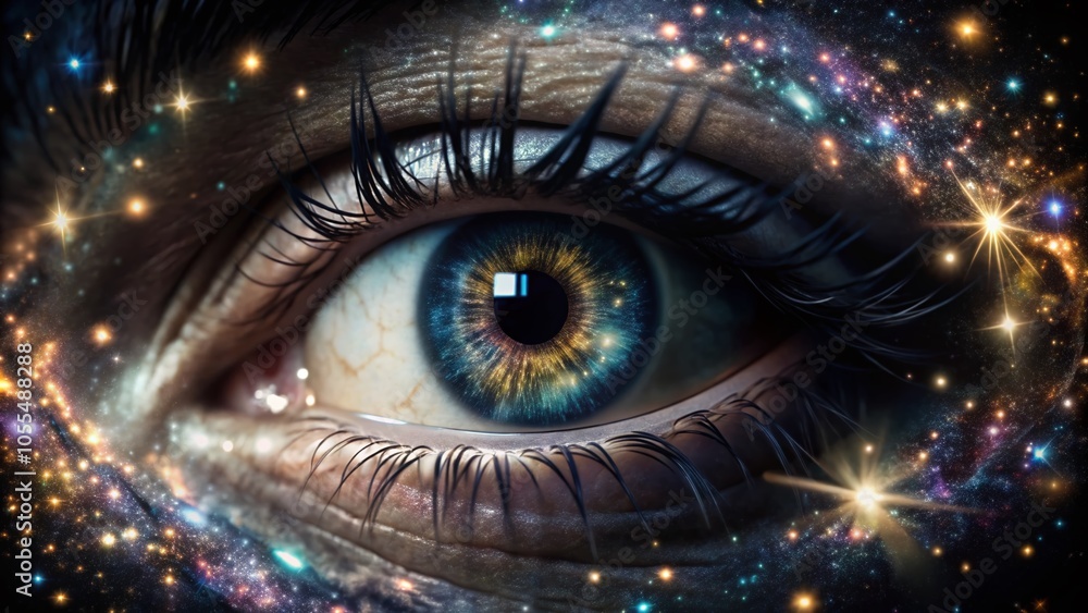 Mesmerizing Cosmic Eye with Sparkling Colors and Lights for Surreal Photography Mesmerizing Cosmic Eye with Sparkling Colors and Lights for Surreal Photography