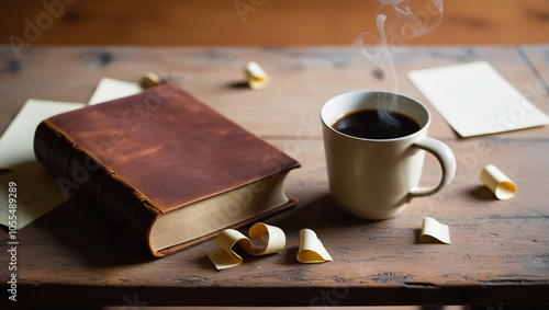 Wallpaper Mural a cup of coffee and a book Torontodigital.ca