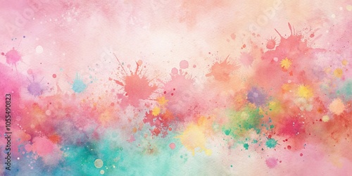 Soft pastel pink background with a splash of paint or watercolor splatter creating a unique and textured effect, splatter, layered look, textured effect