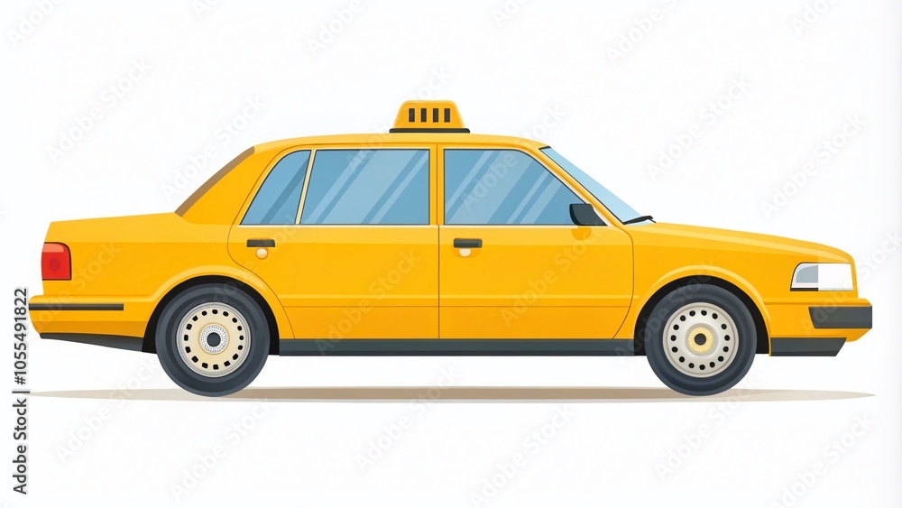 Minimalist Yellow Cab Illustration for Urban Taxi Services in Flat Style Minimalist Yellow Cab Illustration for Urban Taxi Services in Flat Style