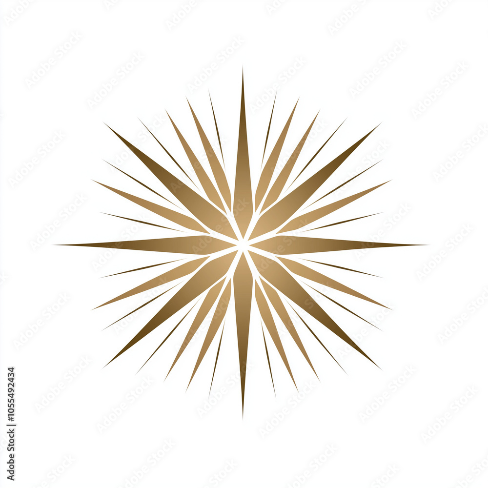 Radiant Gold Starburst Icon with Symmetrical Rays Radiant Gold Starburst Icon with Symmetrical Rays