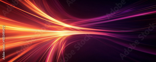 Vibrant abstract wallpaper featuring dynamic light trails in orange, red, and purple. Futuristic and high-energy, with glowing curves—ideal for tech, digital art, and modern backgrounds.