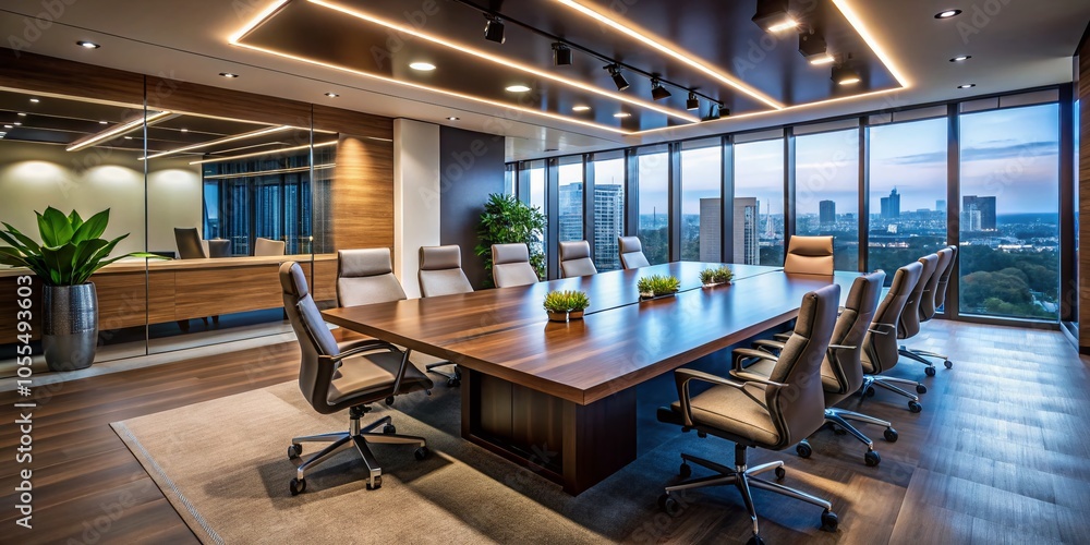 Modern Business Meeting Space with Low Light Interior Design for Professional Use Modern Business Meeting Space with Low Light Interior Design for Professional Use