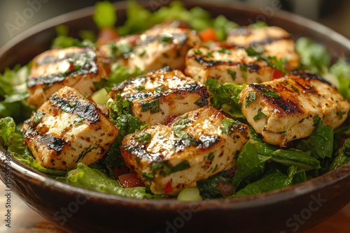 Grilled Halloumi Salad with Green Leafy Vegetables photo