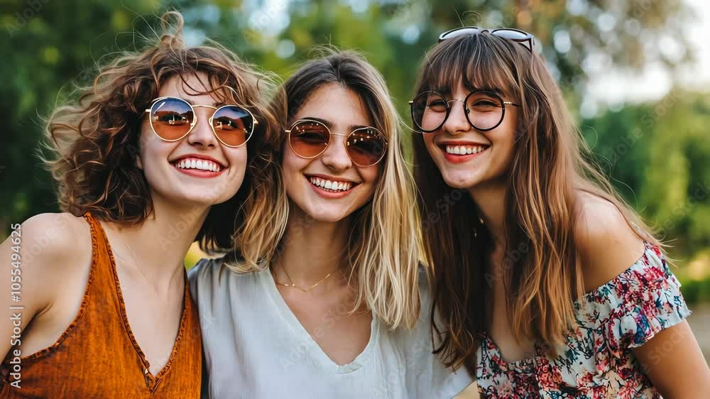 of company friends women toothy smile good mood free time chill walk city park outdoors Video of company friends women toothy smile good mood free time chill walk city park outdoors Video