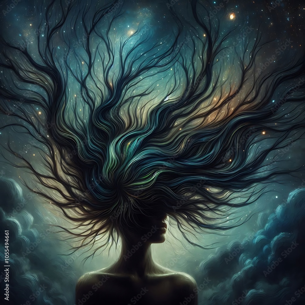 Surreal Portrait of Hair Transforming into a Tree Surreal Portrait of Hair Transforming into a Tree
