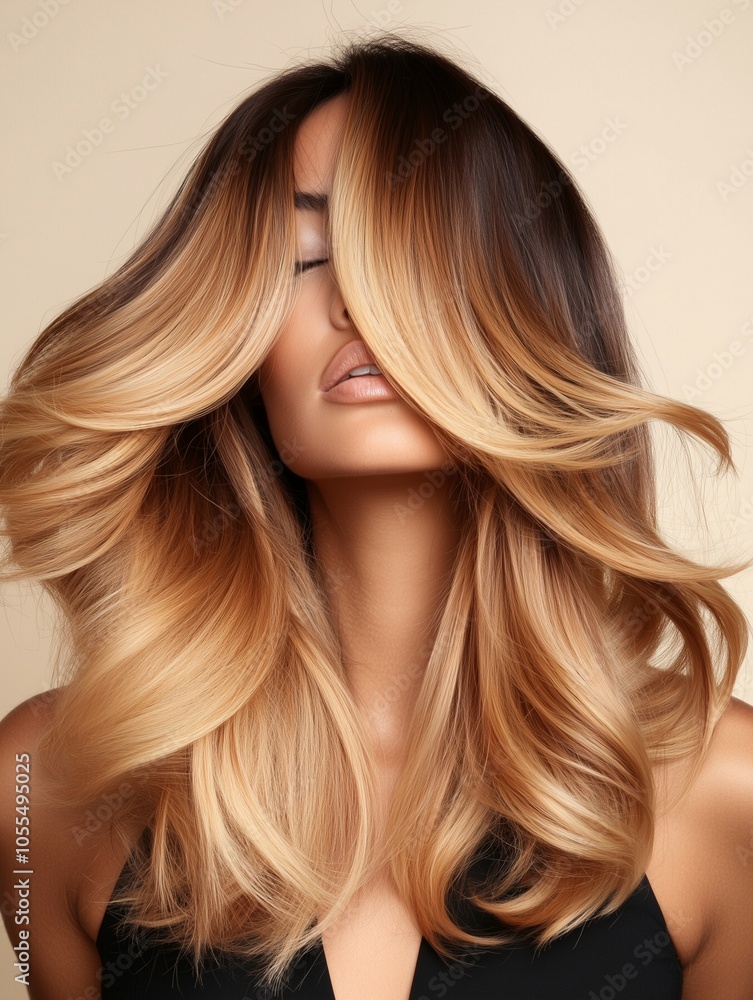 Model with Ombré hair color Model with Ombré hair color