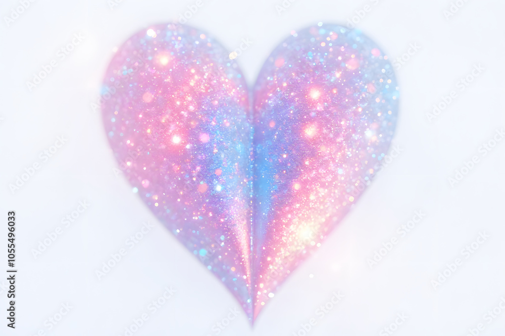 Glittering pastel heart with sparkling lights on soft background Glittering pastel heart with sparkling lights on soft background