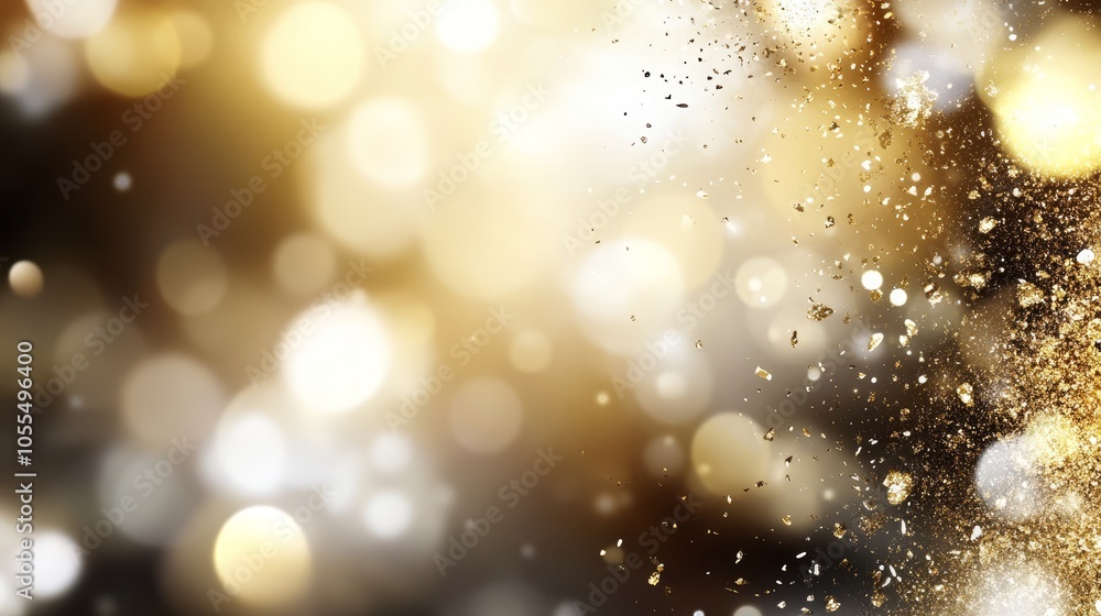 A blurred image of golden dust against a black-and-white backdrop, featuring a beam of light in the foreground A blurred image of golden dust against a black-and-white backdrop, featuring a beam of light in the foreground
