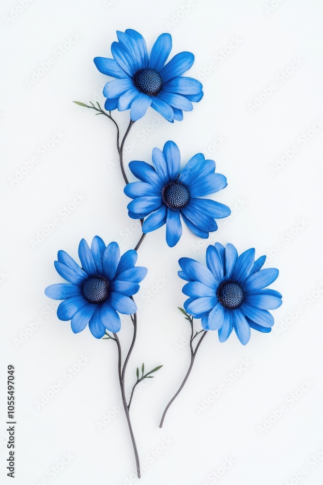 Blue Flowers on White Surface Blue Flowers on White Surface