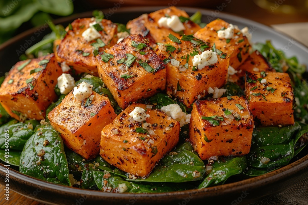 Roasted Butternut Squash Salad with Spinach, Feta, and Herbs Roasted Butternut Squash Salad with Spinach, Feta, and Herbs
