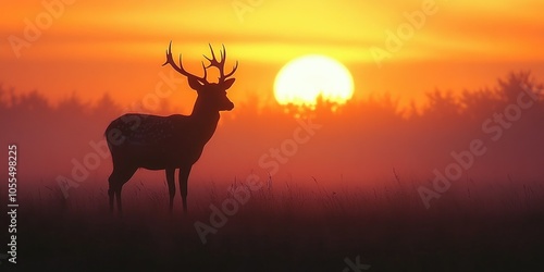 Deer in Sunset Field