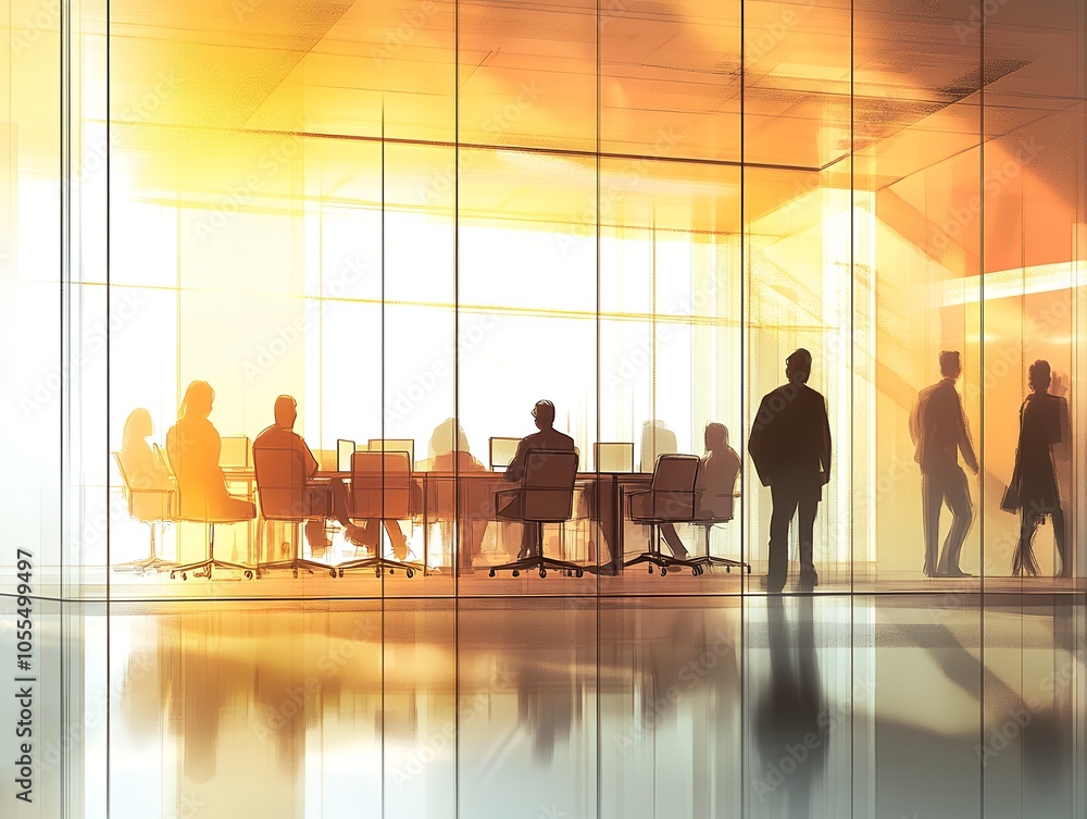 ガラス張りのオフィス 会議室 廊下 | Glass Corridor in a Modern Office ガラス張りのオフィス 会議室 廊下 | Glass Corridor in a Modern Office