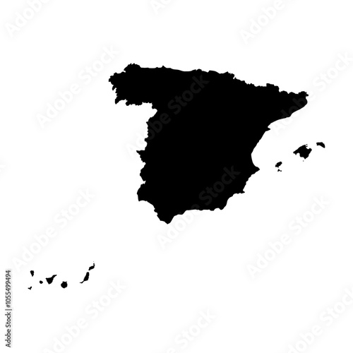 Spain map icon. Black Map of Spain on White Background. Vector illustration