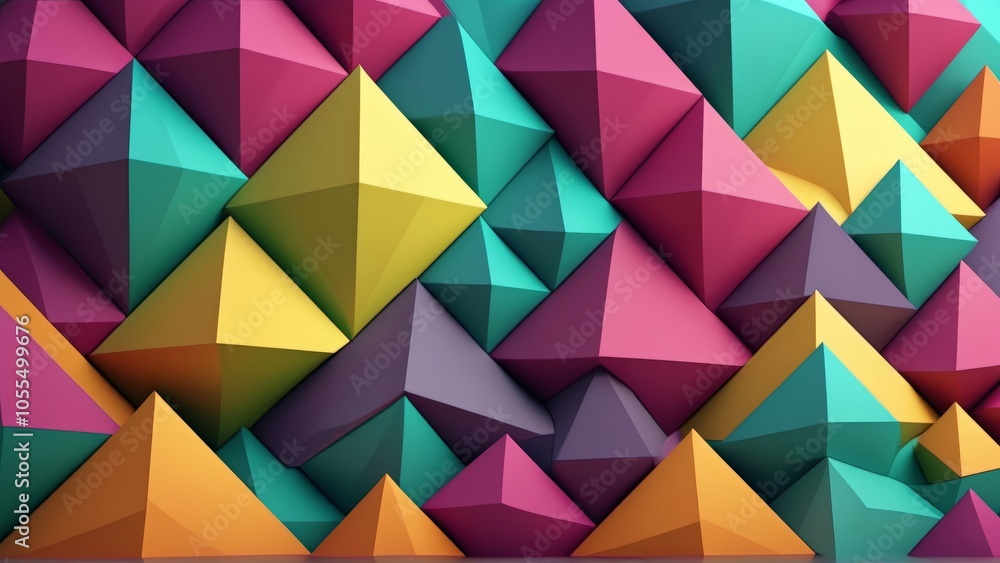 Abstract geometric pyramid pattern in vibrant multicolors Abstract geometric pyramid pattern in vibrant multicolors