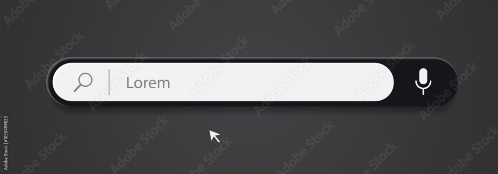 3d search bar Internet browser engine for UI design, website interface element with web icons and push button vector 3d search bar Internet browser engine for UI design, website interface element with web icons and push button vector