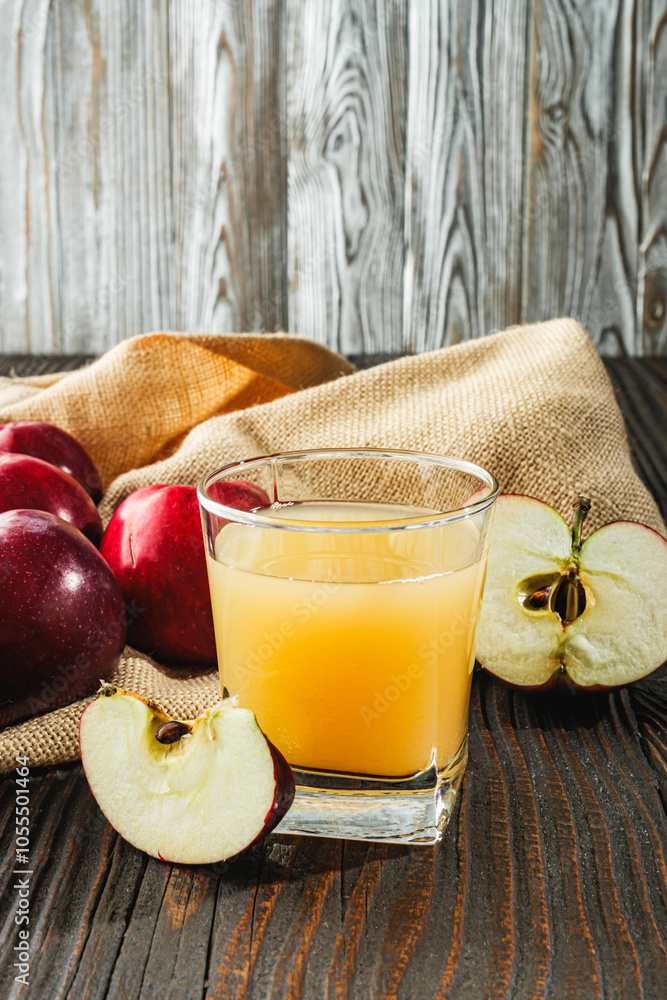 Organic Apple Cider and Fresh Red Apples, Healthy Autumn Beverage with Juicy Sweet Fruit Organic Apple Cider and Fresh Red Apples, Healthy Autumn Beverage with Juicy Sweet Fruit