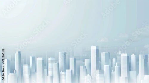 Cityscape Silhouette in a Hazy Sky