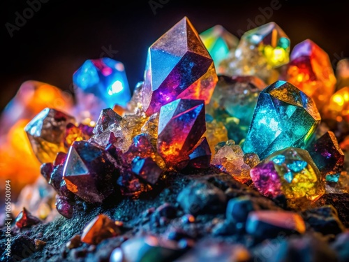 Night Photography of Mineral Crystals in Rock Matrix - Stunning Detailed Surface Textures