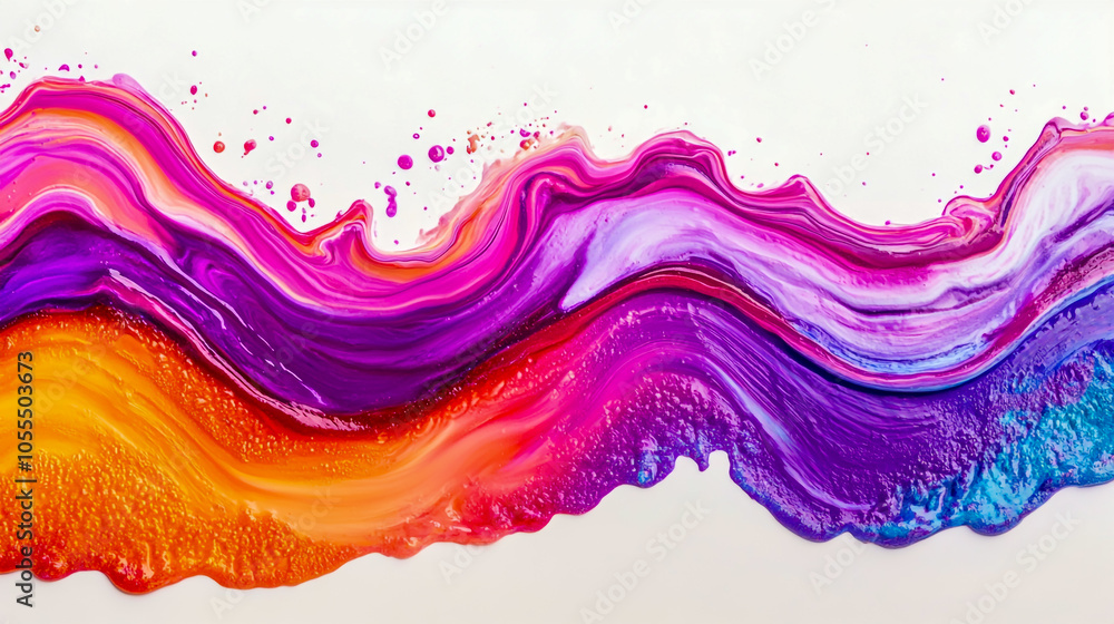 Colorful waves of liquid paint isolated on a white background, a colorful splash of abstract concept. Colorful waves of liquid paint isolated on a white background, a colorful splash of abstract concept.