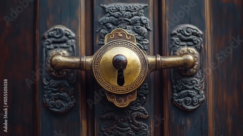 Antique Wooden Door with Vintage Latch Detail