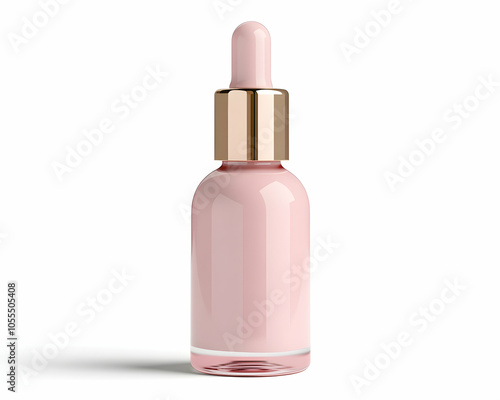 Pink Dropper Bottle for Beauty and Skincare, Product Design, Isolated on white background 