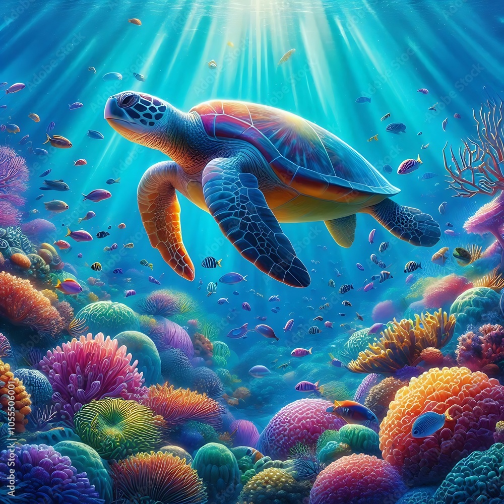 Sea Turtle in Coral Reef Sea Turtle in Coral Reef